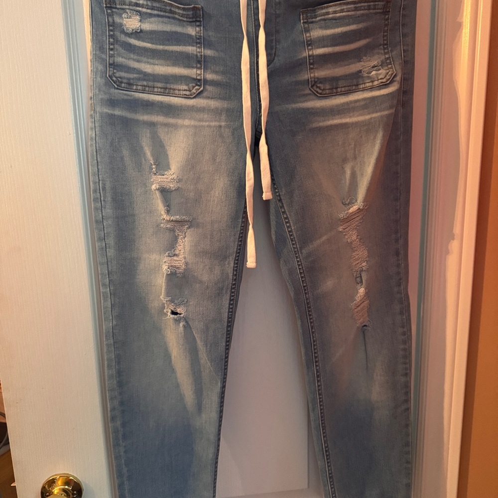 Celebrity Pink Light Blue Distressed Jeggings